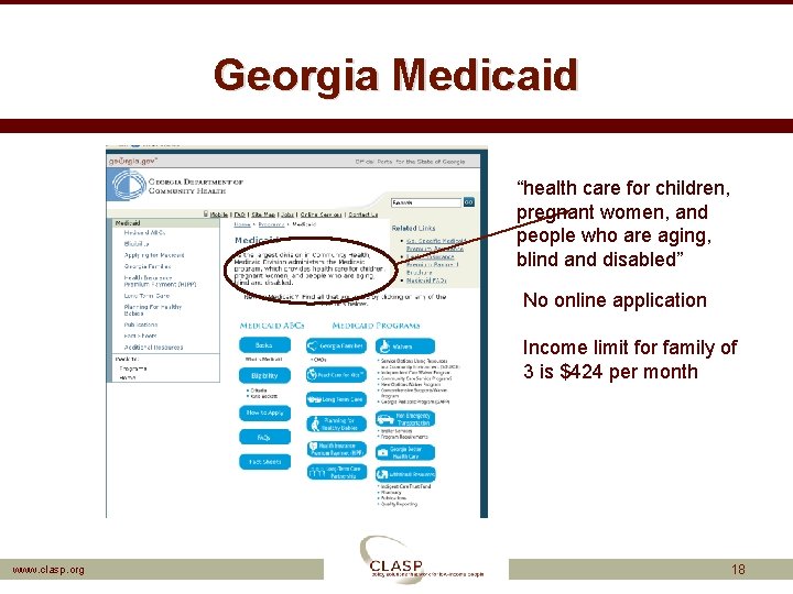 Georgia Medicaid “health care for children, pregnant women, and people who are aging, blind