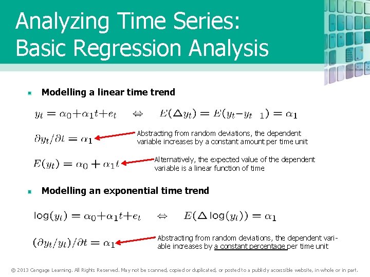 Analyzing Time Series: Basic Regression Analysis Modelling a linear time trend Abstracting from random