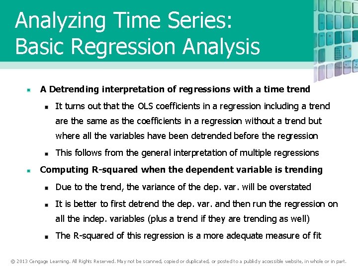 Analyzing Time Series: Basic Regression Analysis A Detrending interpretation of regressions with a time