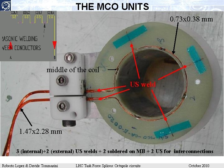 THE MCO UNITS 0. 73 x 0. 38 mm middle of the coil US