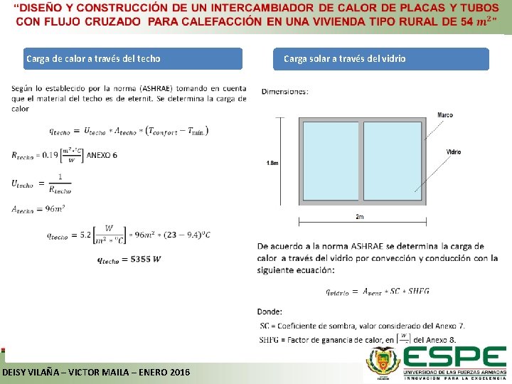  Carga de calor a través del techo DEISY VILAÑA – VICTOR MAILA –