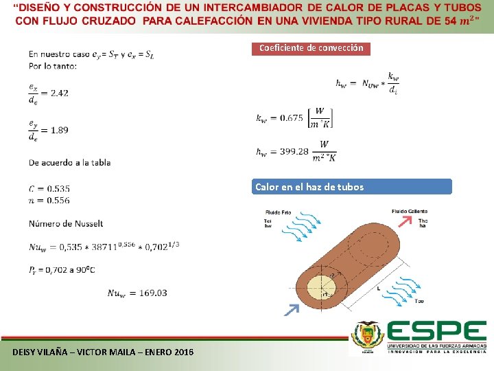  Coeficiente de convección Calor en el haz de tubos DEISY VILAÑA – VICTOR