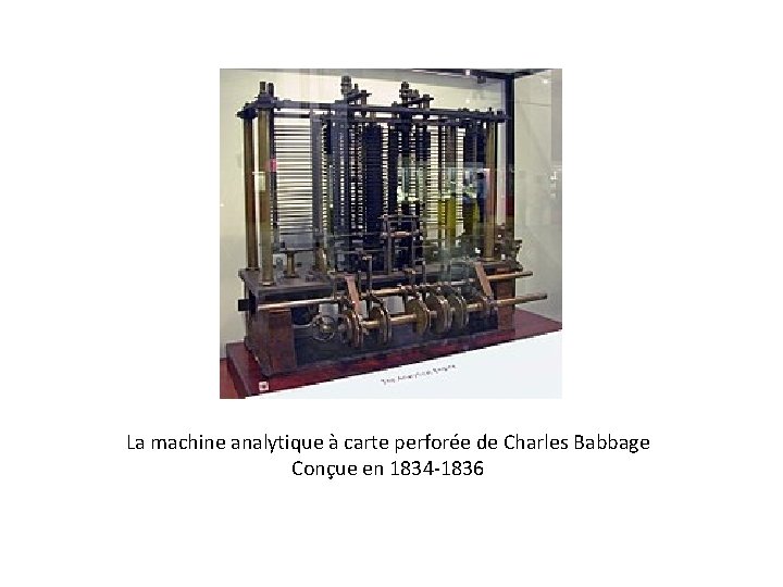 La machine analytique à carte perforée de Charles Babbage Conçue en 1834 -1836 