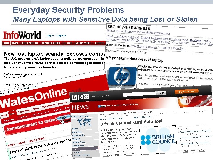 Everyday Security Problems Many Laptops with Sensitive Data being Lost or Stolen 