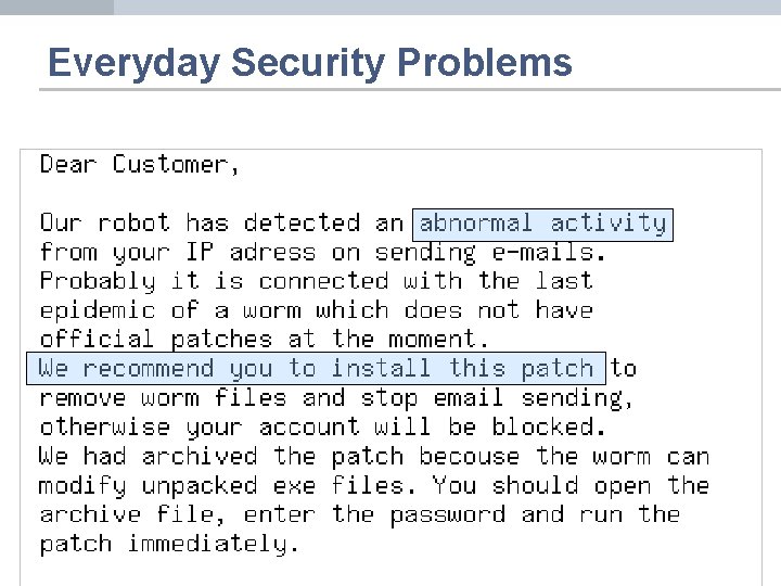 Everyday Security Problems 