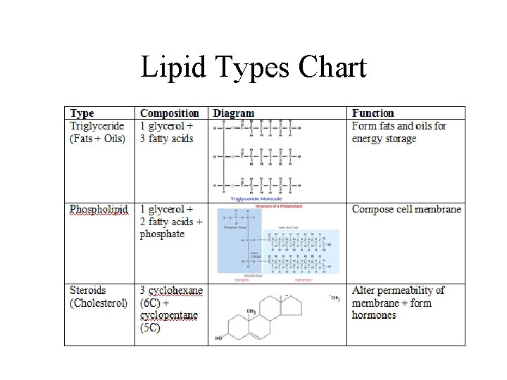 Lipid Types Chart 