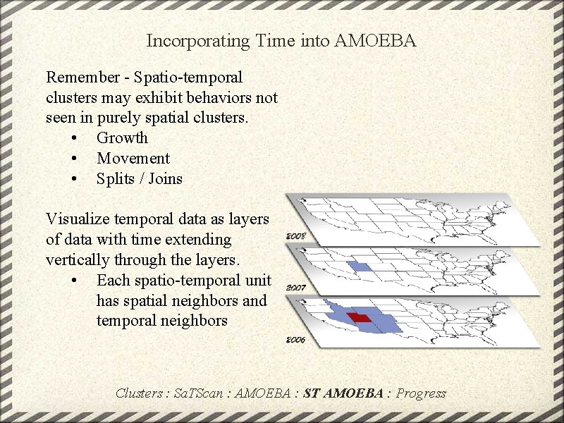 Incorporating Time into AMOEBA Remember - Spatio-temporal clusters may exhibit behaviors not seen in