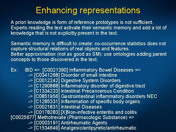 Enhancing representations A priori knowledge is form of reference prototypes is not sufficient. Experts