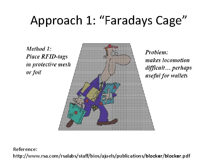 Approach 1: “Faradays Cage” Reference: http: //www. rsa. com/rsalabs/staff/bios/ajuels/publications/blocker. pdf 