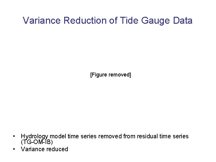 Variance Reduction of Tide Gauge Data [Figure removed] • Hydrology model time series removed