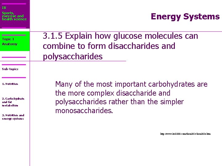 IB Sports, exercise and health science Topic 1 Anatomy Energy Systems 3. 1. 5