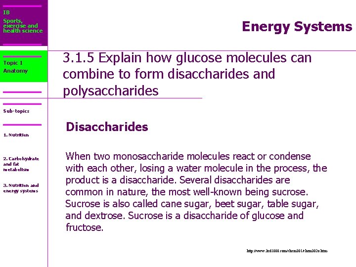 IB Sports, exercise and health science Topic 1 Anatomy Energy Systems 3. 1. 5