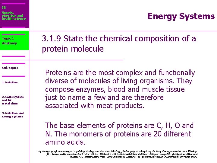 IB Sports, exercise and health science Topic 1 Anatomy Sub-topics 1. Nutrition 2. Carbohydrate