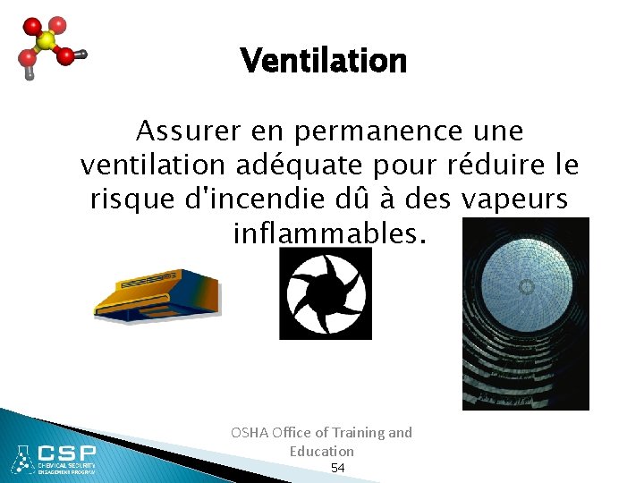 Ventilation Assurer en permanence une ventilation adéquate pour réduire le risque d'incendie dû à