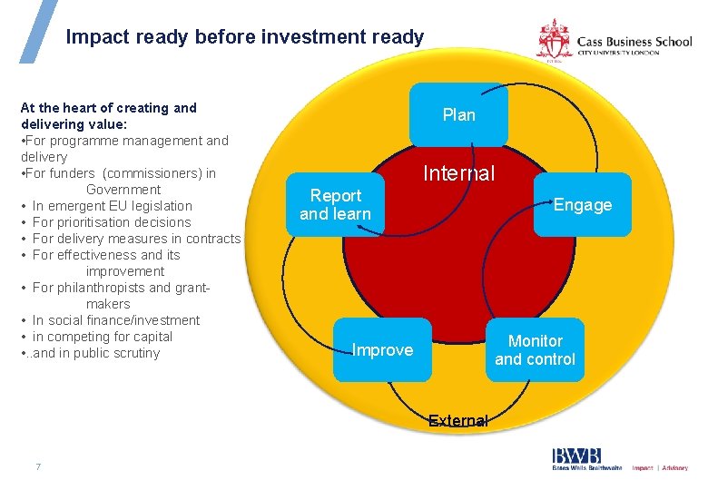 Impact ready before investment ready At the heart of creating and delivering value: •