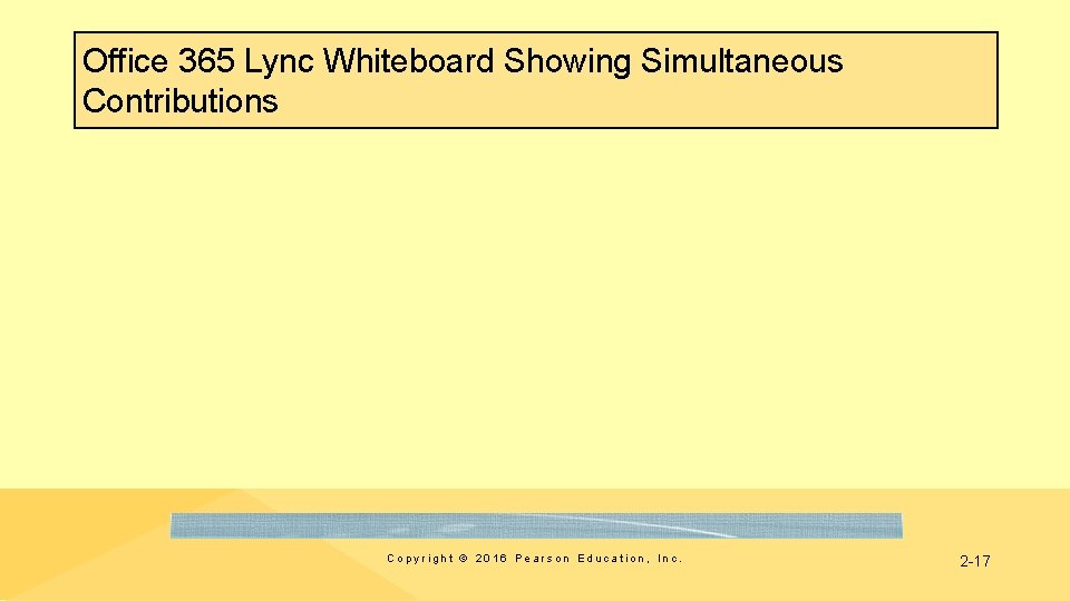 Office 365 Lync Whiteboard Showing Simultaneous Contributions Copyright © 2016 Pearson Education, Inc. 2