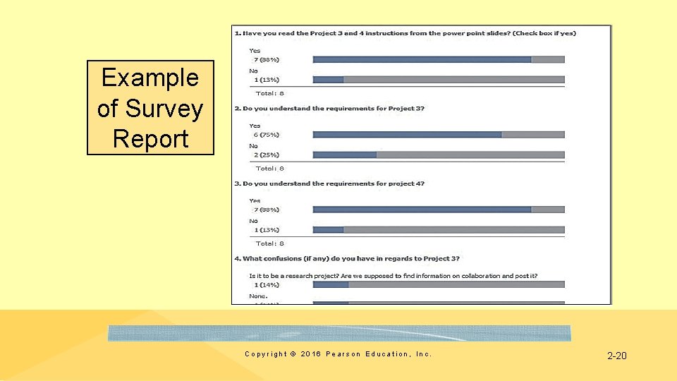 Example of Survey Report Copyright © 2016 Pearson Education, Inc. 2 -20 