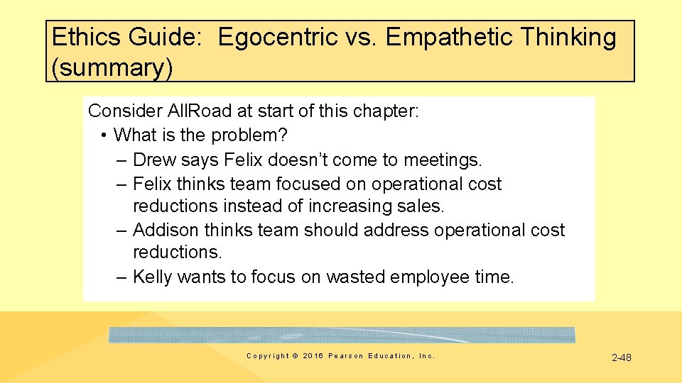 Ethics Guide: Egocentric vs. Empathetic Thinking (summary) Consider All. Road at start of this