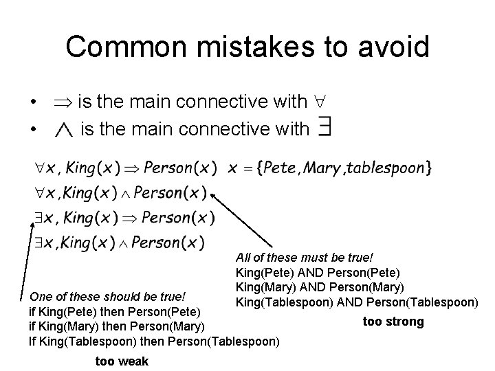 Common mistakes to avoid • is the main connective with • is the main