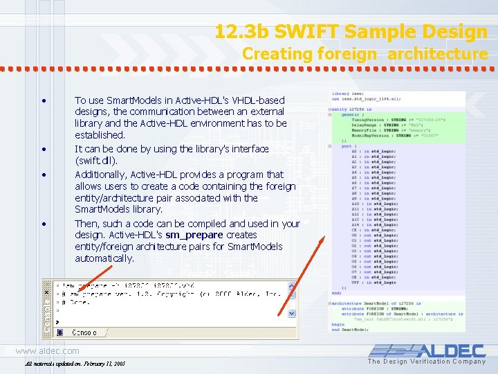 12. 3 b SWIFT Sample Design Creating foreign architecture • • To use Smart.