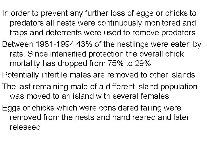 In order to prevent any further loss of eggs or chicks to predators all