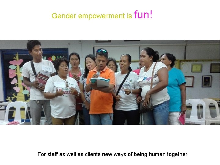 Gender empowerment is fun! For staff as well as clients new ways of being