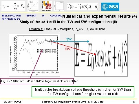 MULTIPACTOR WAVEGUIDES EFFECT IN COAXIAL Numerical and experimental results (4) - Study of the