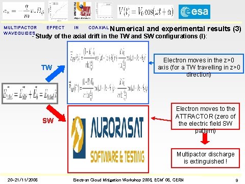 MULTIPACTOR WAVEGUIDES EFFECT IN COAXIAL Numerical and experimental results (3) - Study of the