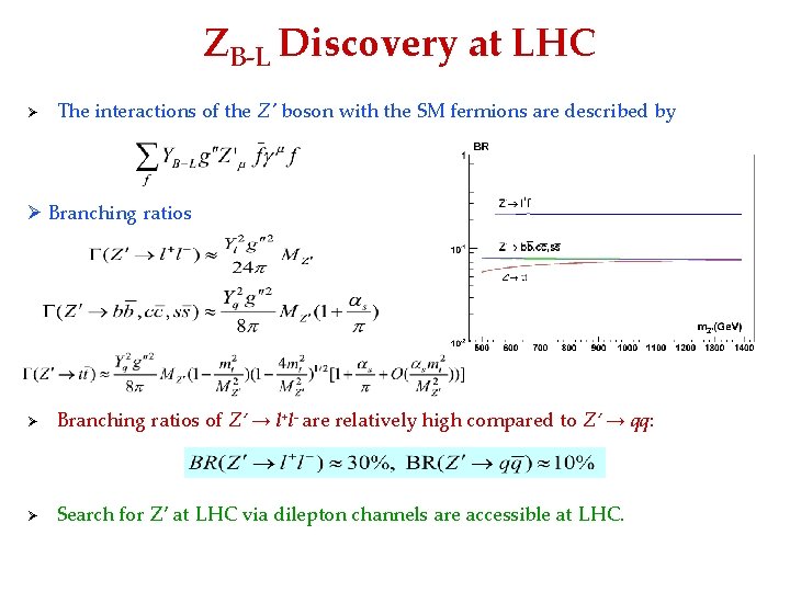 ZB-L Discovery at LHC Ø The interactions of the Z′ boson with the SM