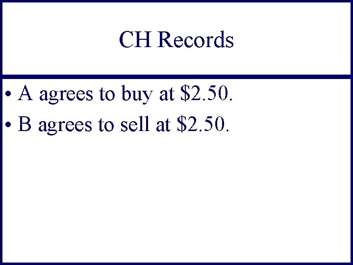 CH Records • A agrees to buy at $2. 50. • B agrees to