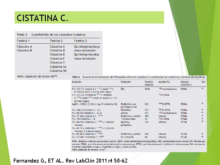 CISTATINA C. Fernandez G, ET AL. Rev Lab. Clin 2011: 4 50 -62 