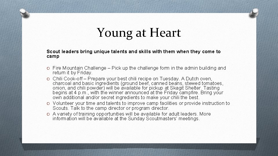 Young at Heart Scout leaders bring unique talents and skills with them when they