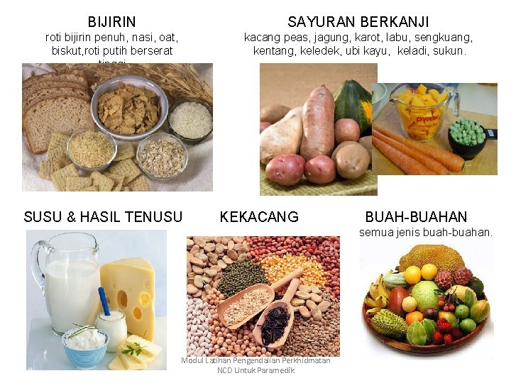 BIJIRIN SAYURAN BERKANJI roti bijirin penuh, nasi, oat, biskut, roti putih berserat tinggi. kacang