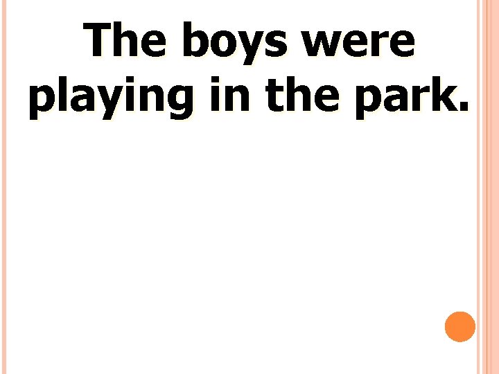 The boys were playing in the park. 