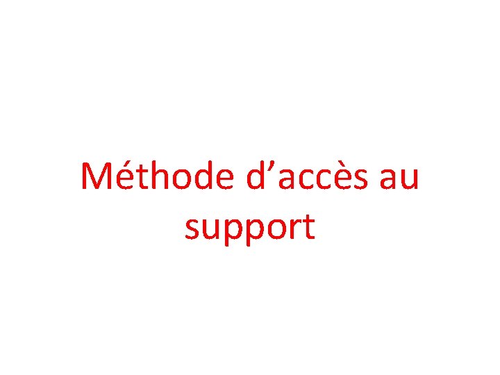 Méthode d’accès au support 