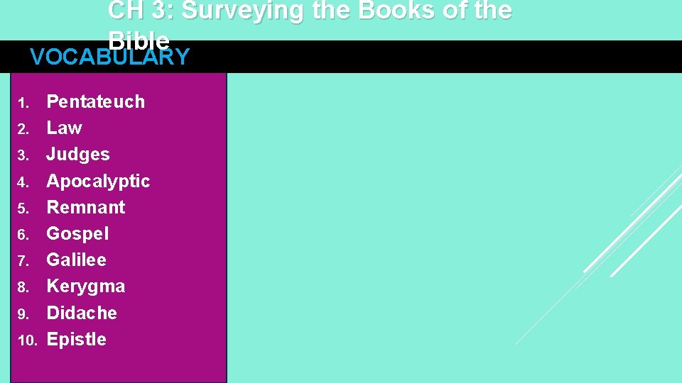CH 3: Surveying the Books of the Bible VOCABULARY 1. 2. 3. 4. 5.
