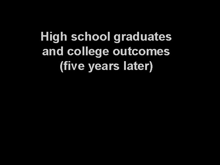 High school graduates and college outcomes (five years later) 