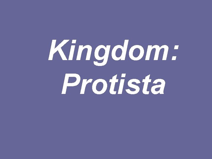 Kingdom: Protista 