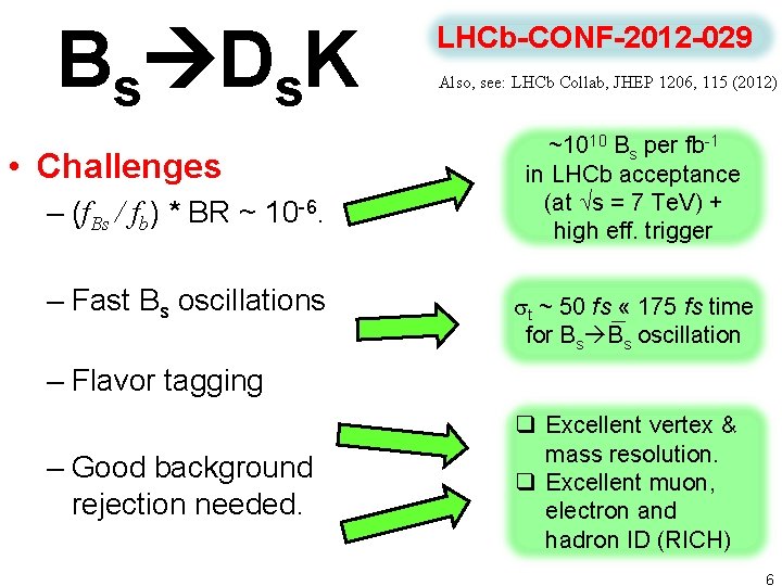 Bs Ds. K • Challenges – (f. Bs / fb) * BR ~ 10