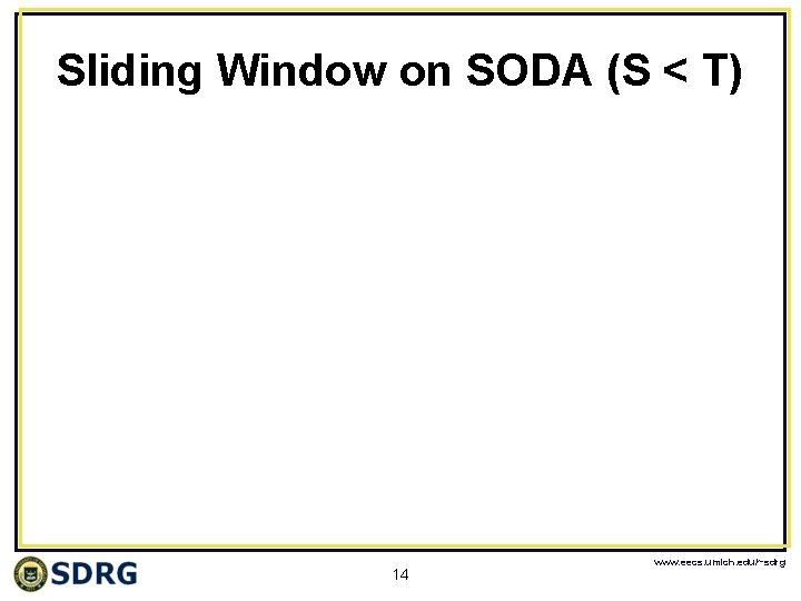 Sliding Window on SODA (S < T) 14 www. eecs. umich. edu/~sdrg 