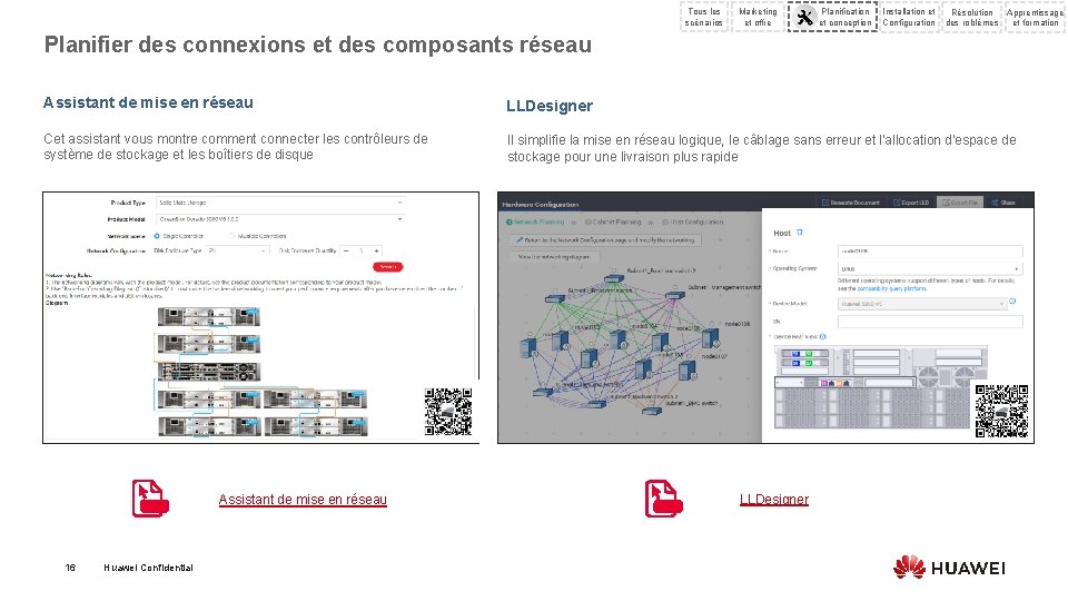 Tous les scénarios Marketing et offre Planification et conception Installation et Résolution Apprentissage Configuration