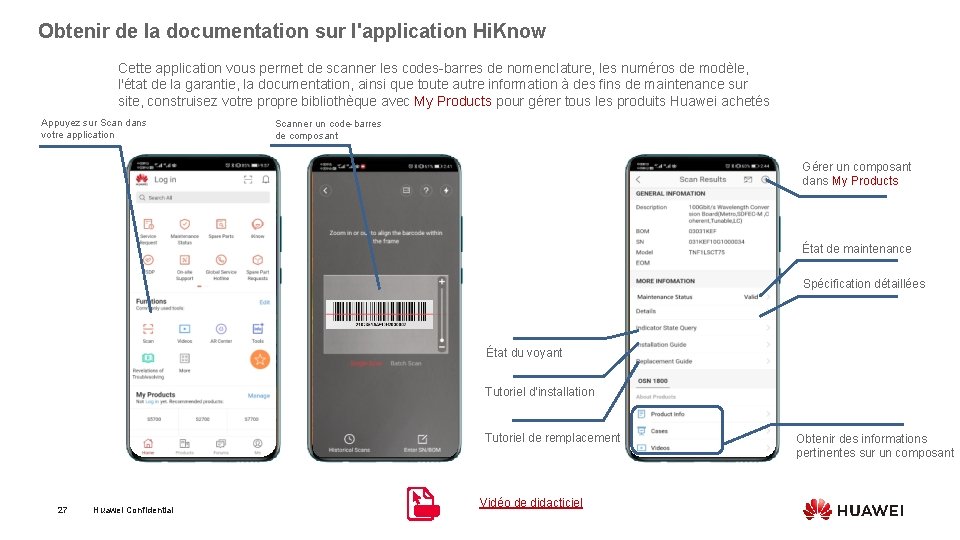 Obtenir de la documentation sur l'application Hi. Know Cette application vous permet de scanner