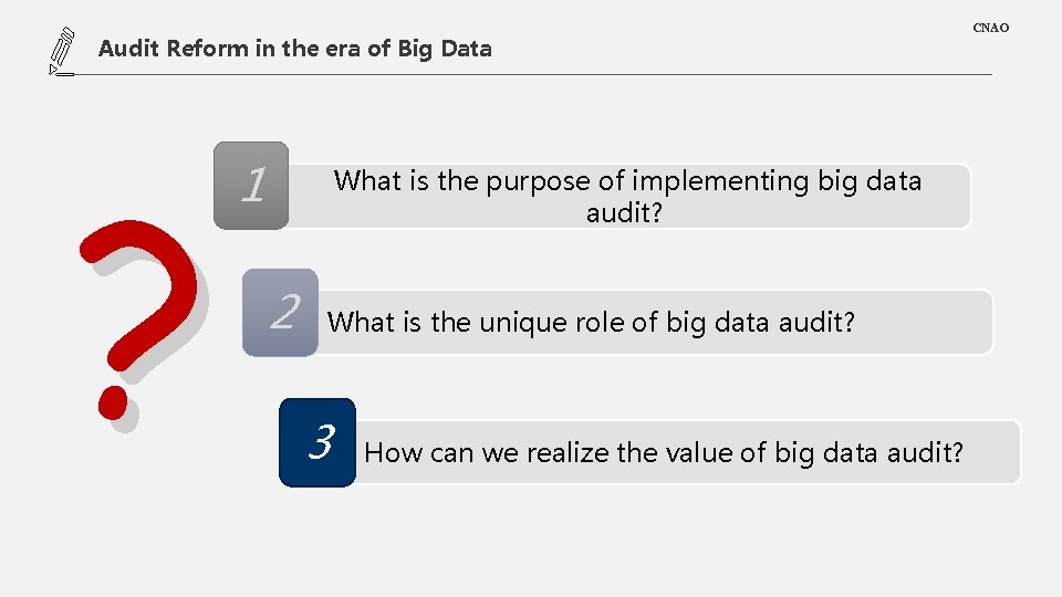 Audit Reform in the era of Big Data 添加标题暨内容 ? 1 What is the
