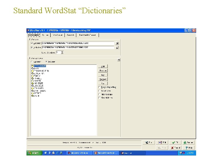 Standard Word. Stat “Dictionaries” 