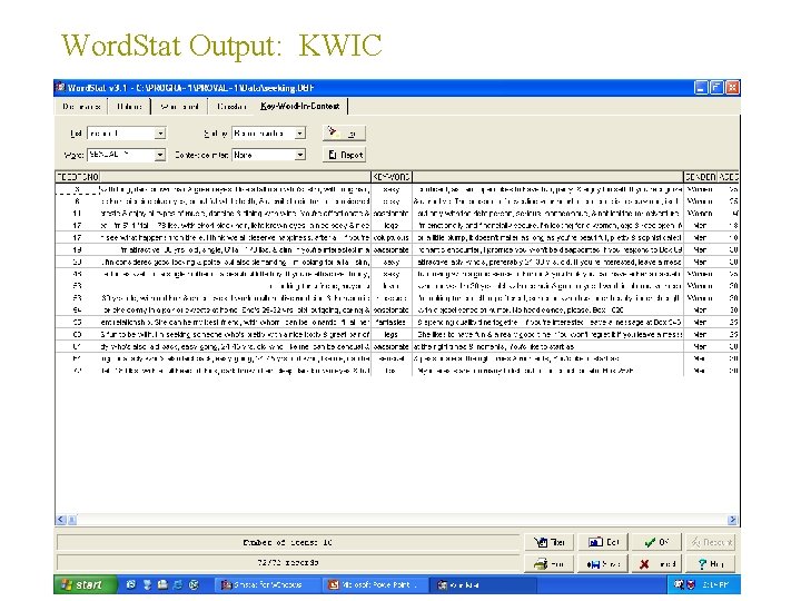 Word. Stat Output: KWIC 