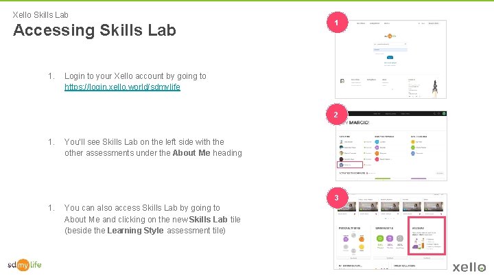 Xello Skills Lab Accessing Skills Lab 1. 1 Login to your Xello account by