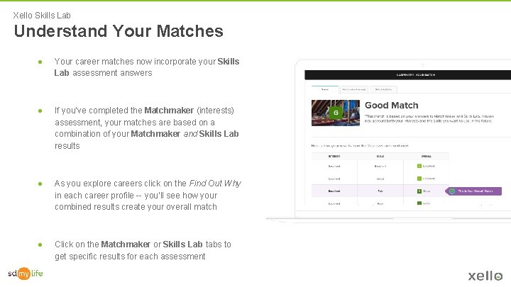 Xello Skills Lab Understand Your Matches ● Your career matches now incorporate your Skills