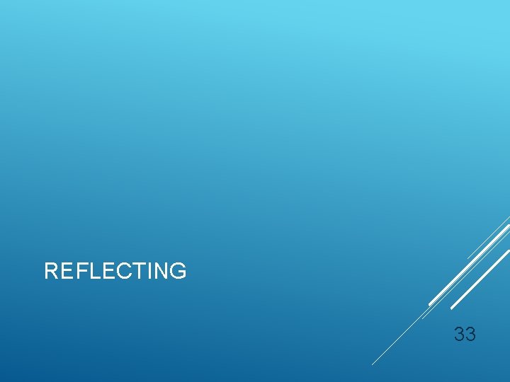 REFLECTING 33 REFLECTING 33
