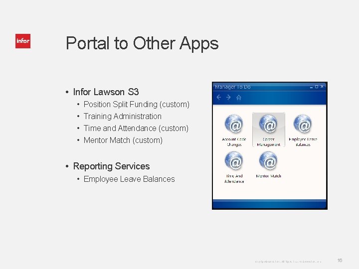 Portal to Other Apps • Infor Lawson S 3 • • Position Split Funding