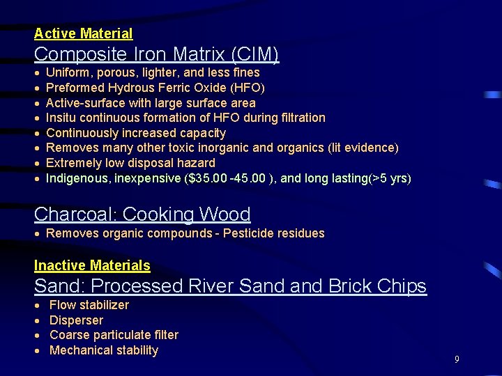 Active Material Composite Iron Matrix (CIM) · Uniform, porous, lighter, and less fines ·